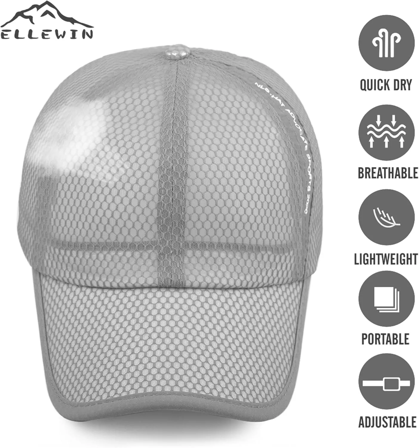ELLEWIN Unisex Breathable Full Mesh Baseball Cap Quick Dry Running hat Lightweight Cooling Water Sports Hat