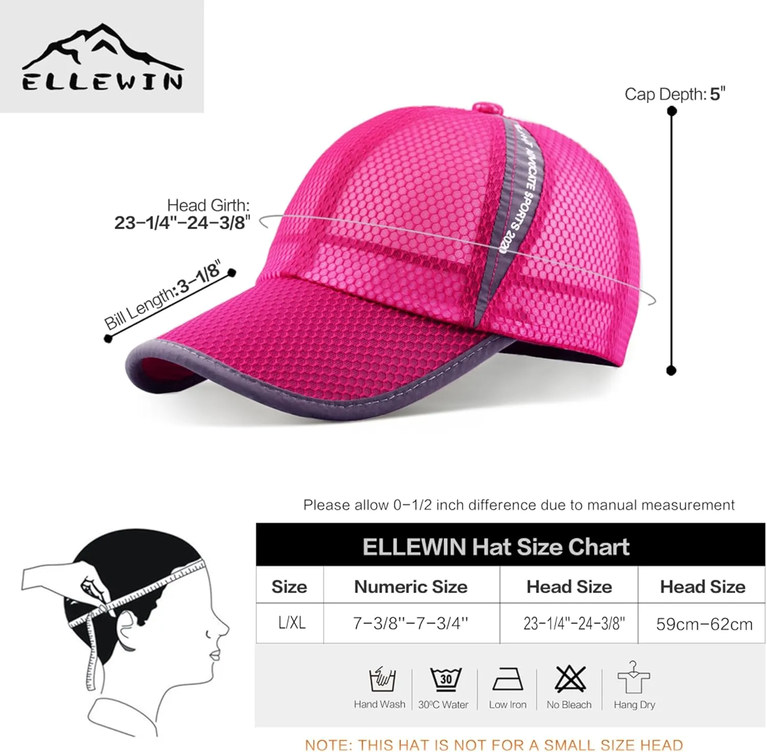 ELLEWIN Unisex Breathable Full Mesh Baseball Cap Quick Dry Running hat Lightweight Cooling Water Sports Hat