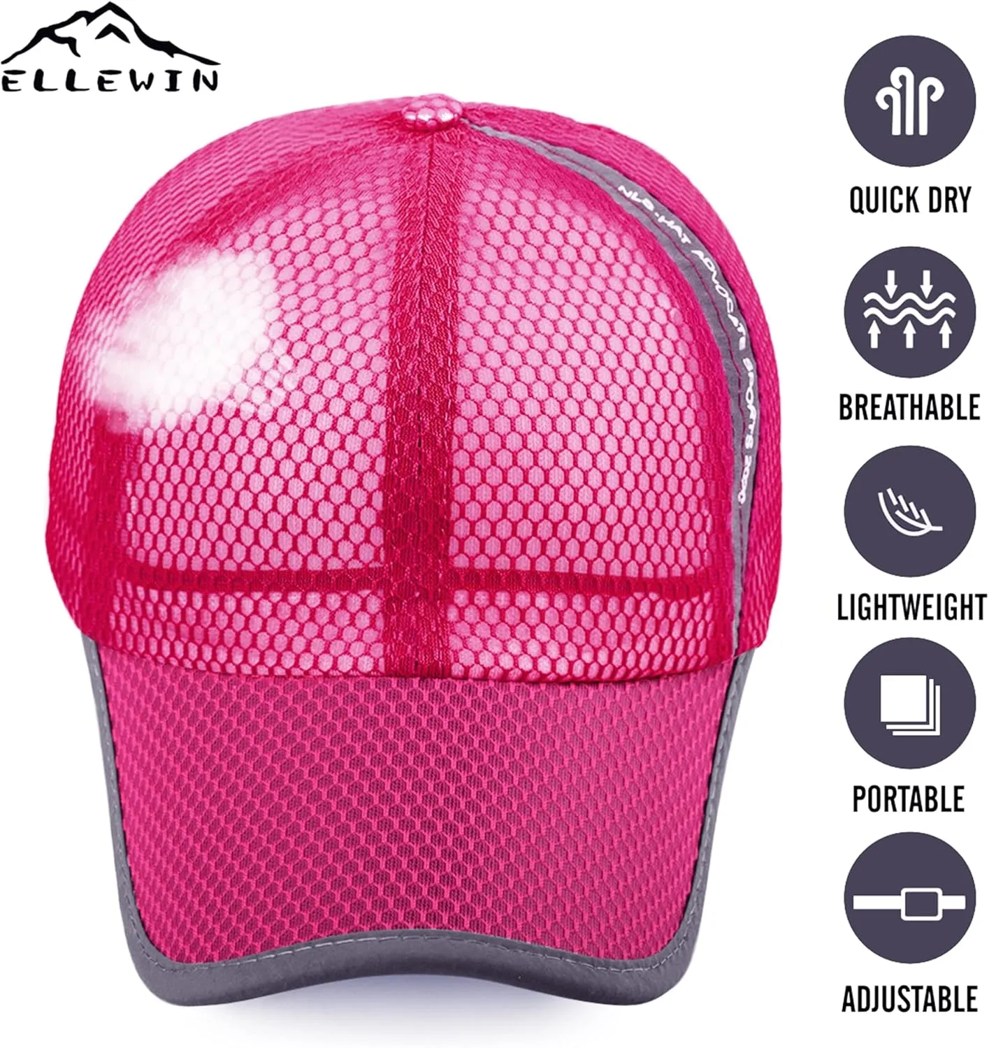 ELLEWIN Unisex Breathable Full Mesh Baseball Cap Quick Dry Running hat Lightweight Cooling Water Sports Hat