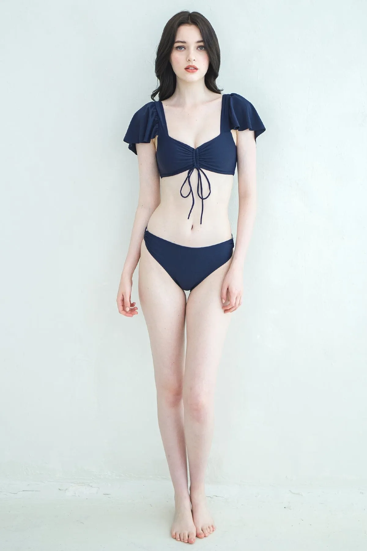 FLUTTER SLEEVE RUCHED BIKINI TOP