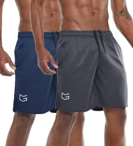G Gradual Men's 2 Pack 7" Workout Running Shorts Quick Dry Lightweight Gym Shorts with Zip Pockets