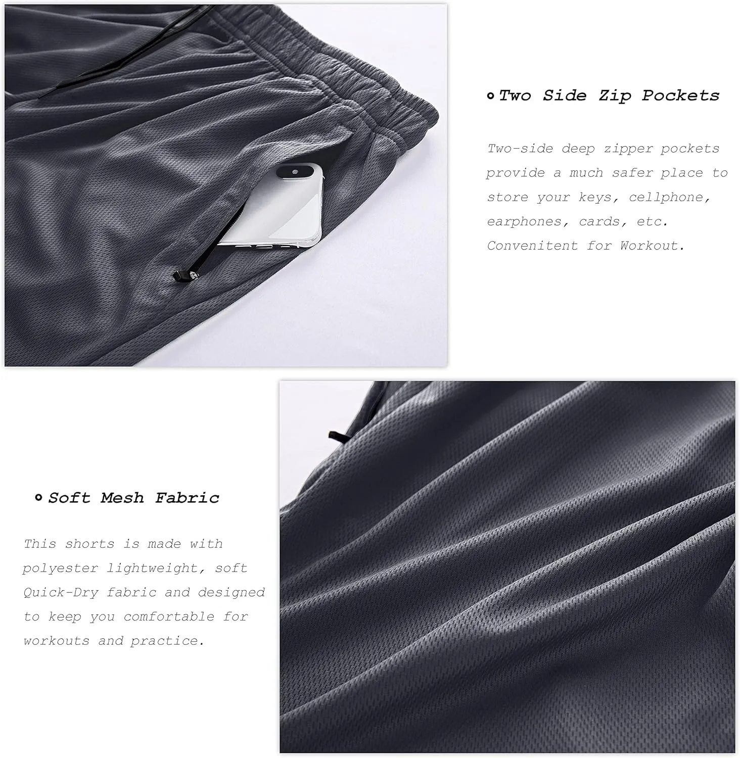 G Gradual Men's 2 Pack 7" Workout Running Shorts Quick Dry Lightweight Gym Shorts with Zip Pockets