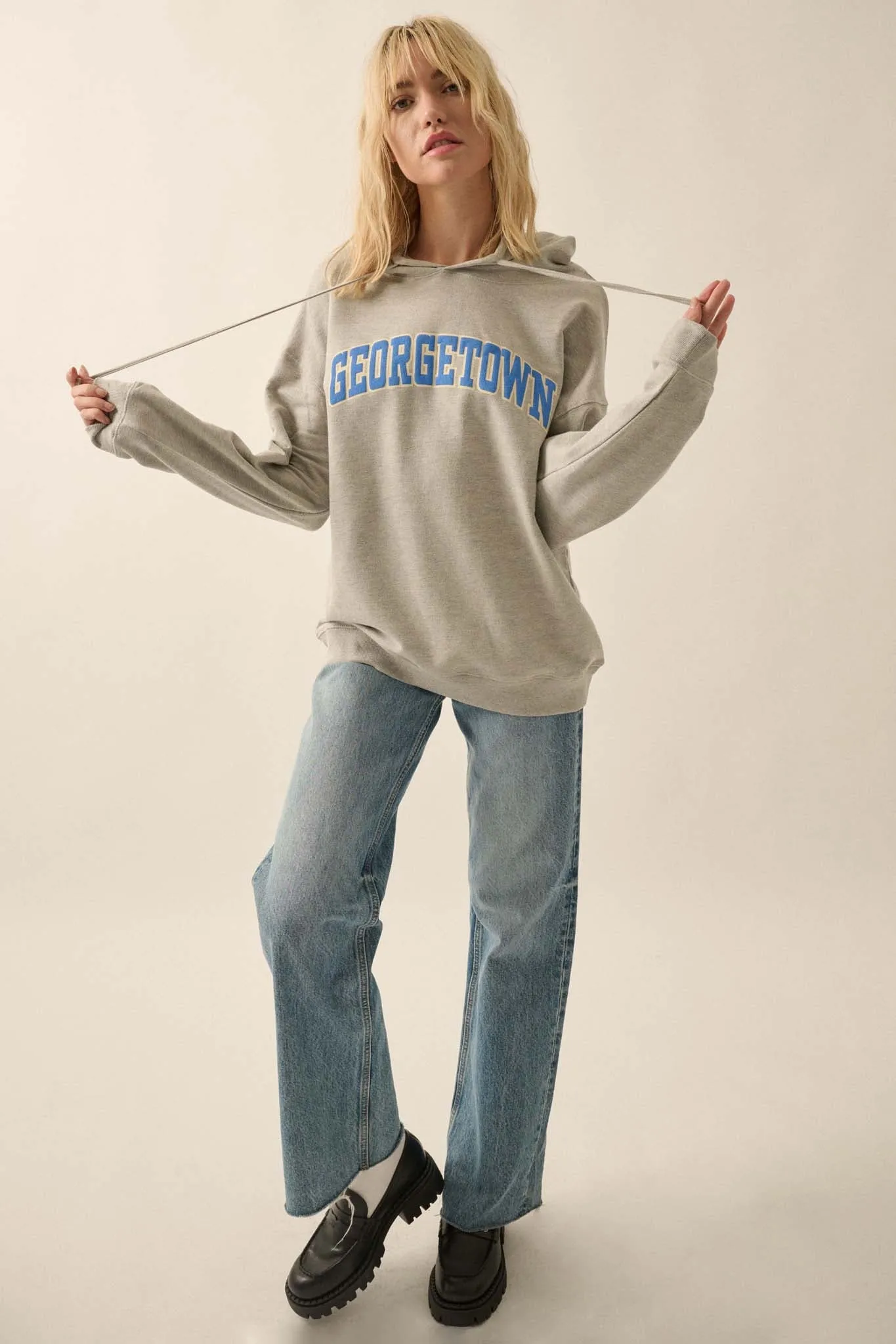 Georgetown Varsity Puff-Print Graphic Hoodie