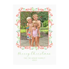Geranium Red Garland Holiday Photo Cards