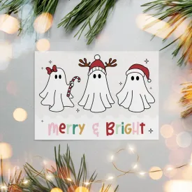 Ghost Christmas Business Thank You Card Canva Template | Boho Rainbow Spooky Holiday