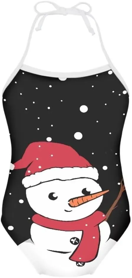 Girls Christmas Halter Modest One Piece Swimsuit Hawaiian Summer Beach Swimwear 3-10 Years
