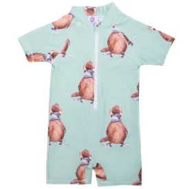 Green Platypus Unisex Short Sleeve Zip Swimmers
