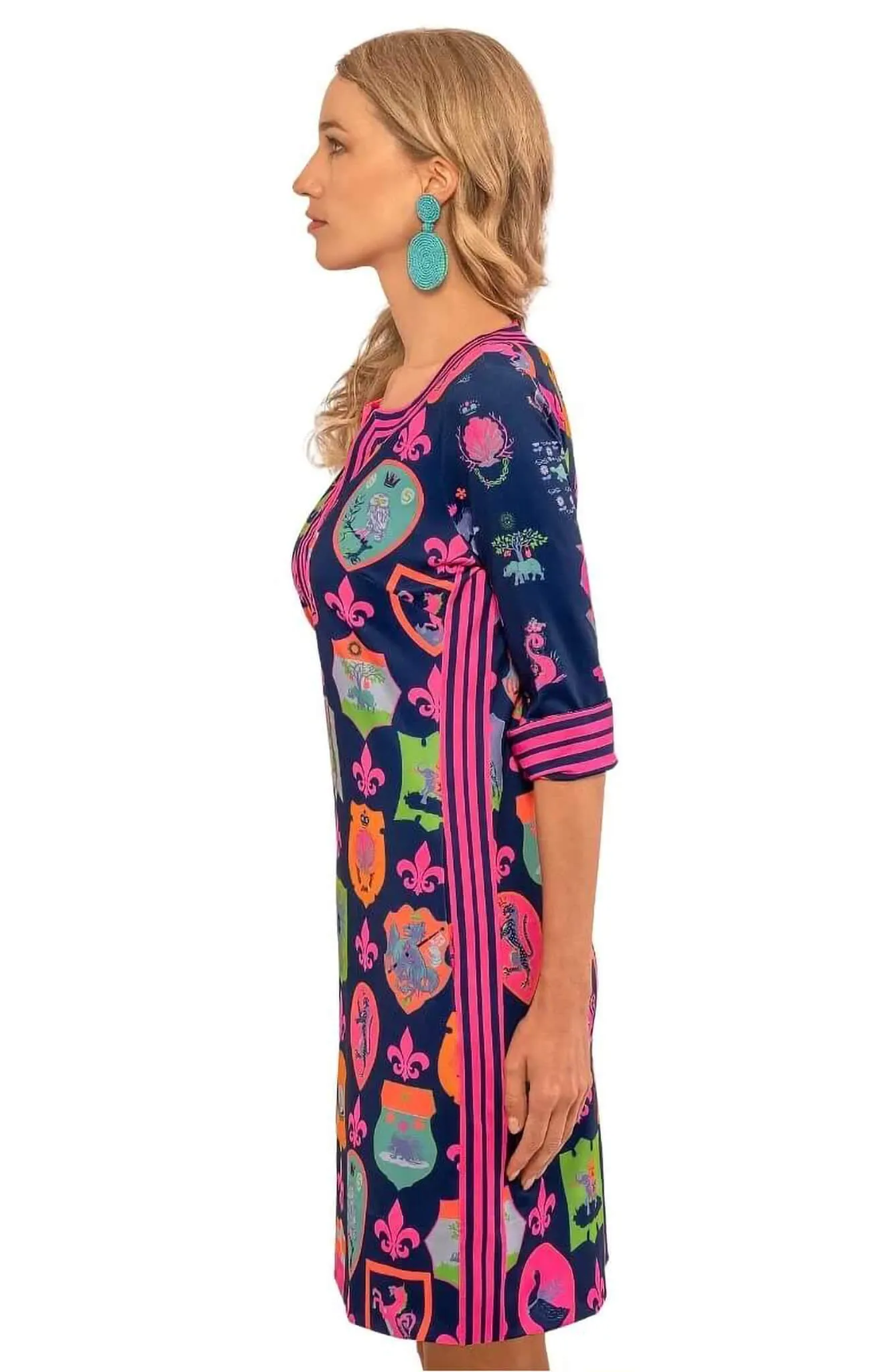 Gretchen Scott Split Neck Dress - Sienna Crest - Navy*