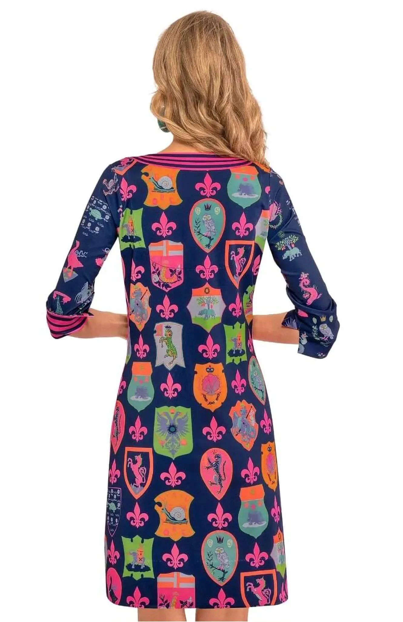Gretchen Scott Split Neck Dress - Sienna Crest - Navy*