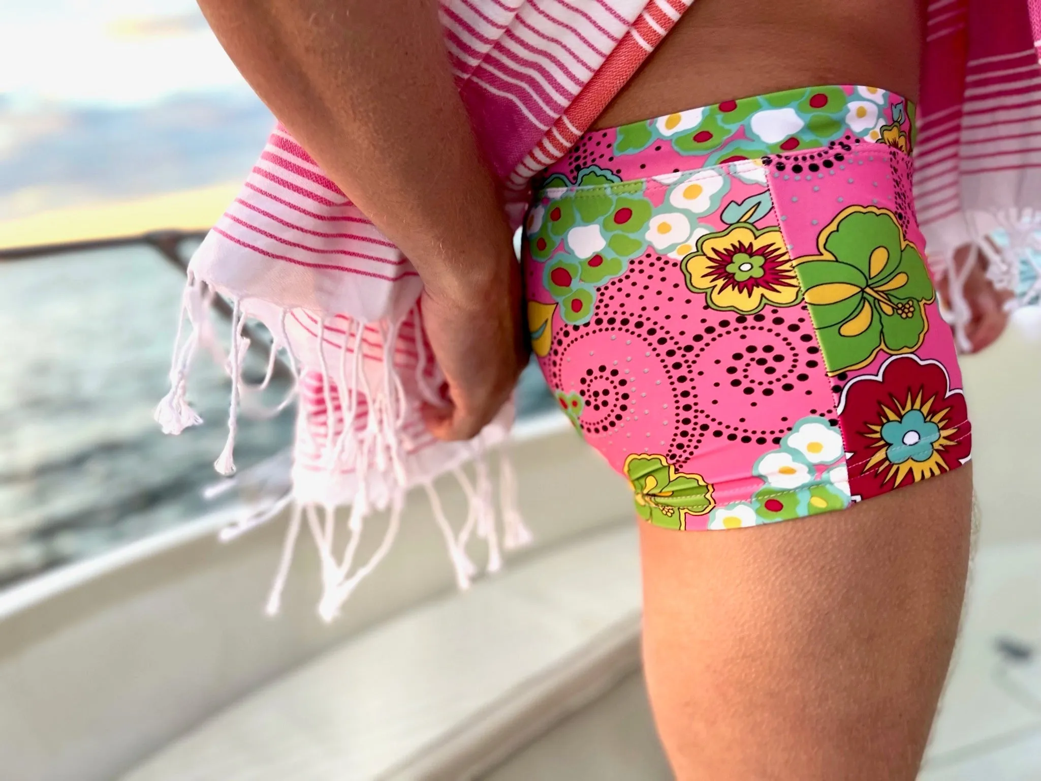 hibiscus pink swim trunk