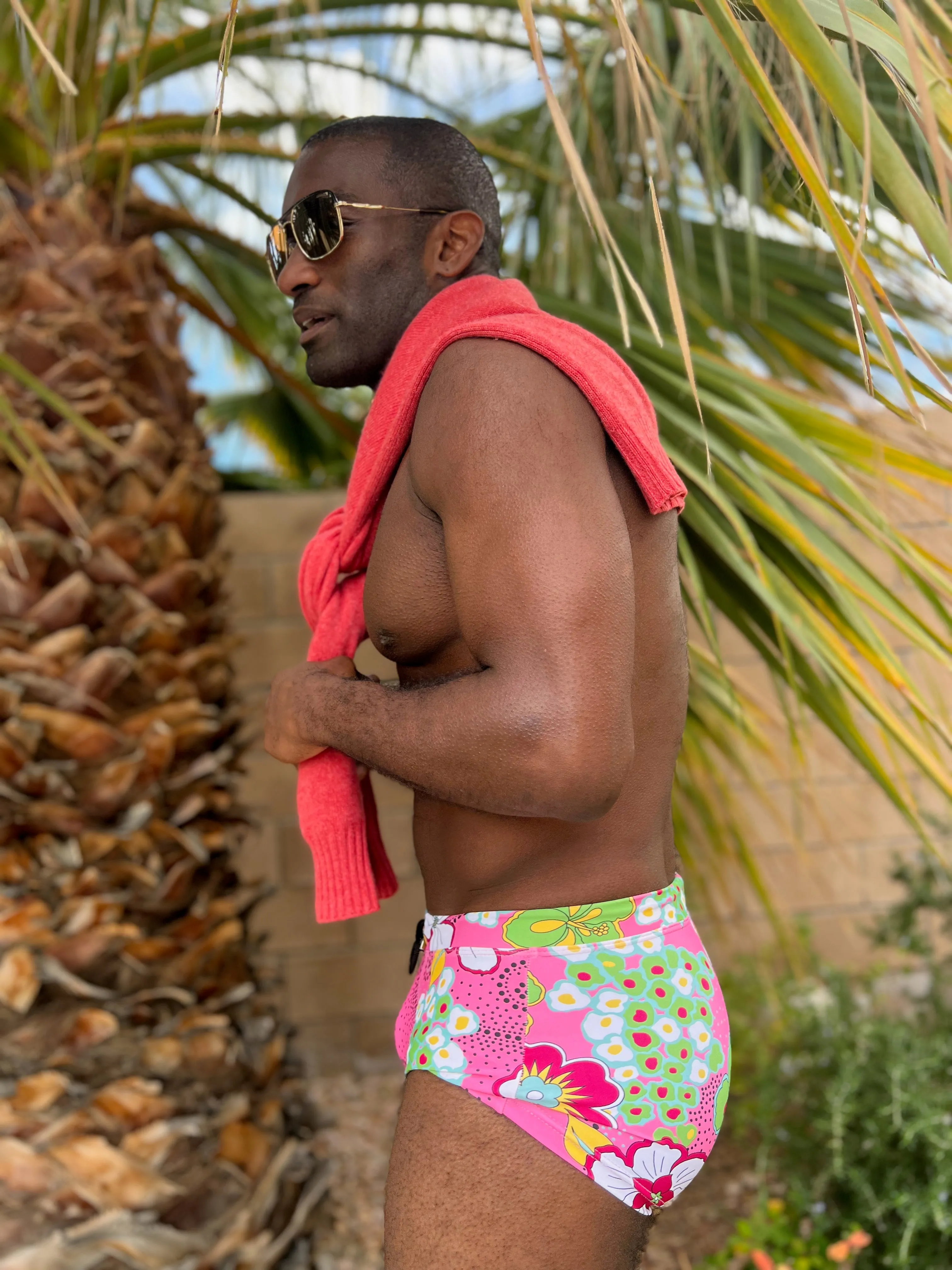 hibiscus pink swim trunk