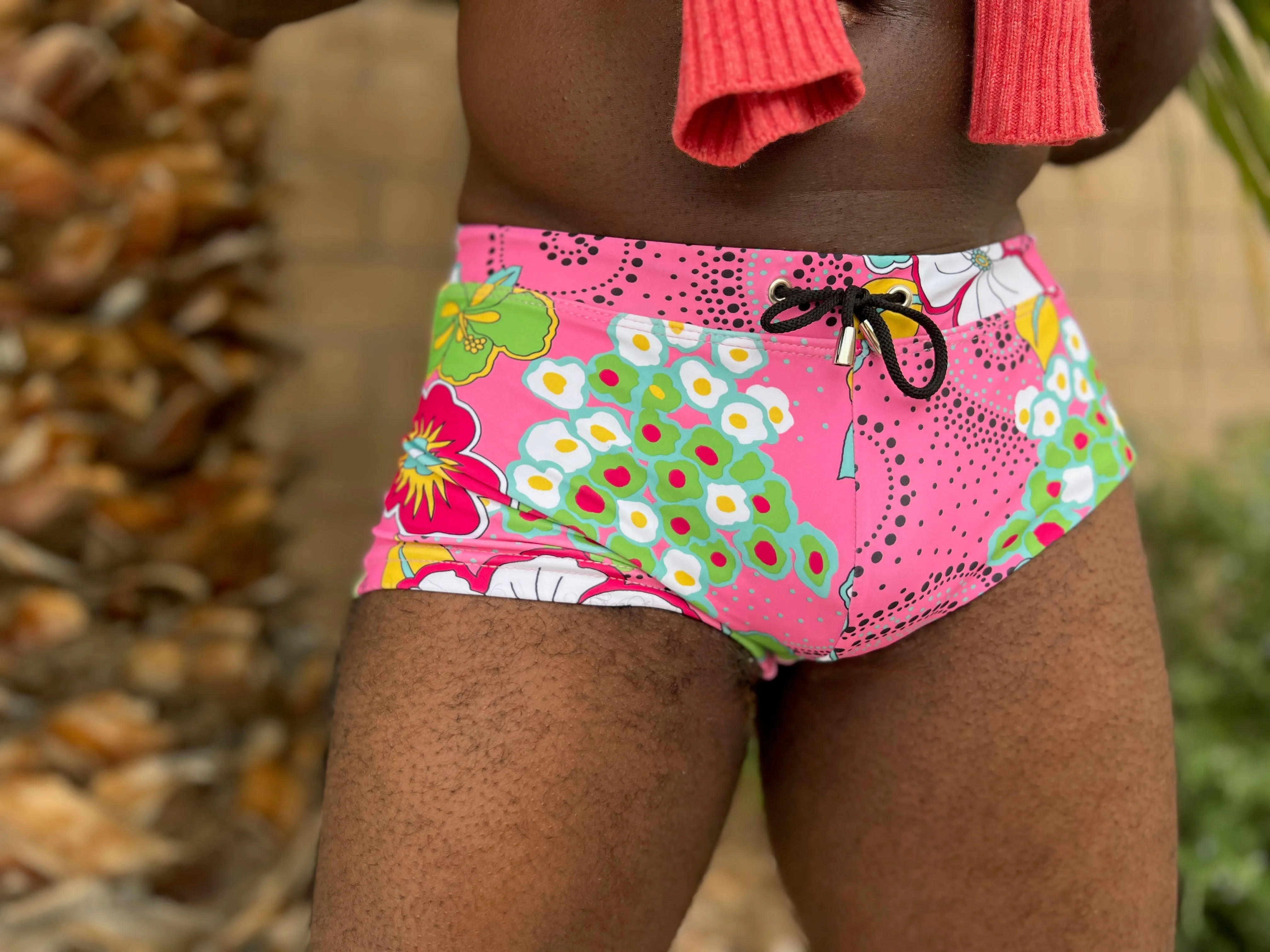 hibiscus pink swim trunk