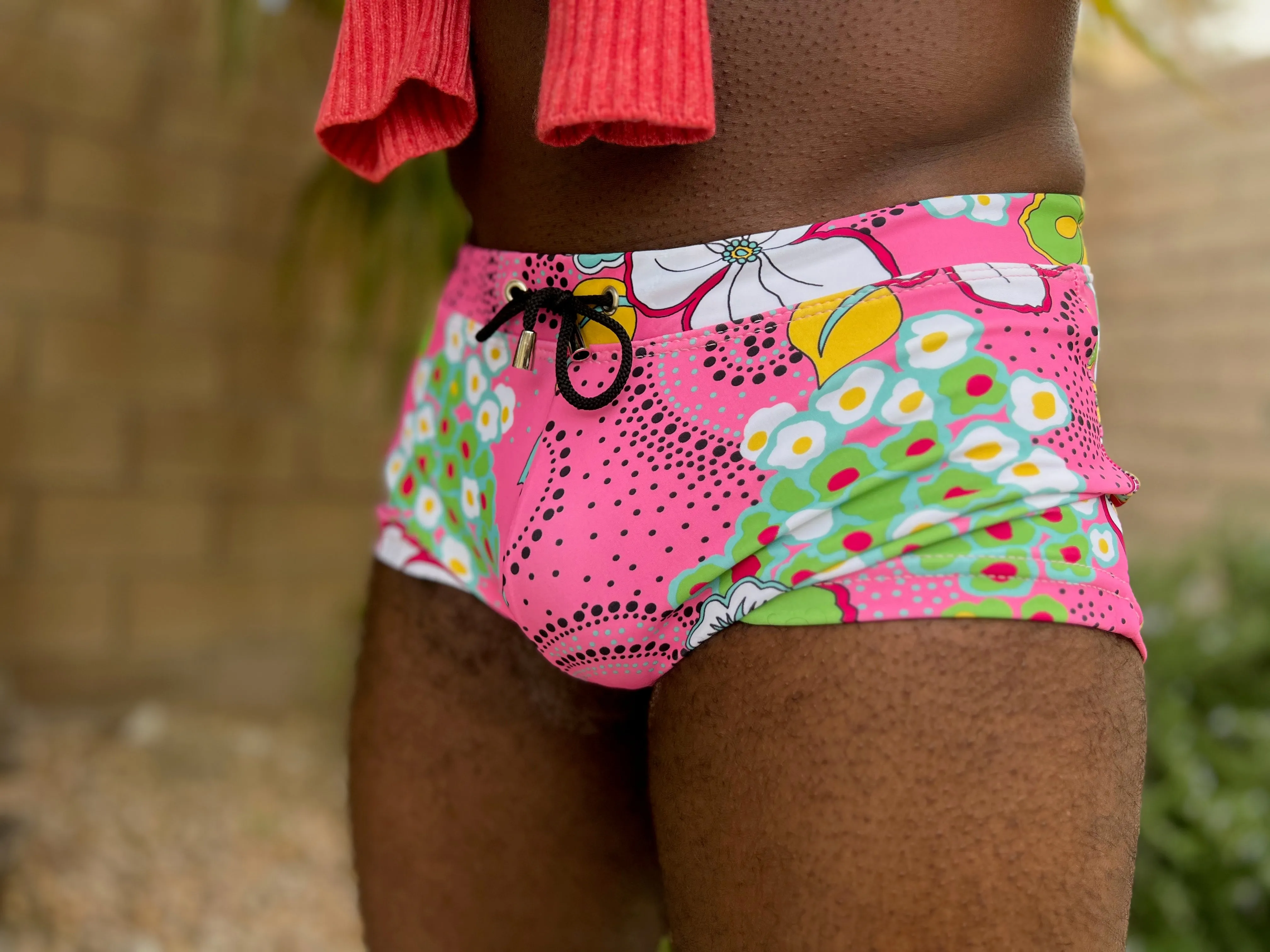 hibiscus pink swim trunk