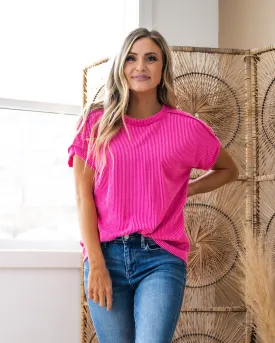Holding On Corded Top - Fuchsia