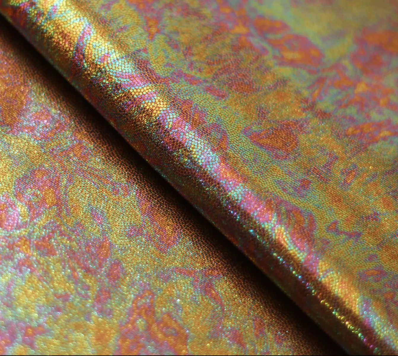 Hologram Highcut Scrunchback Bottoms in Gold Oil Slick