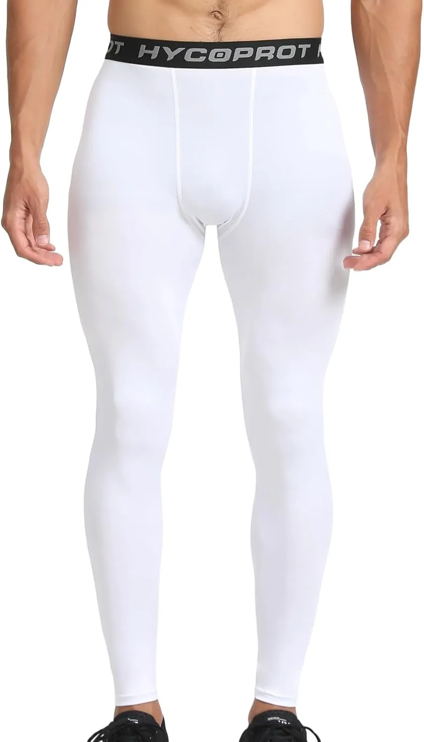 HYCOPROT Men's Compression Pants, Athletic Leggings Base Layer Cool Dry Workout Tights for Running Yoga Gym Basketball
