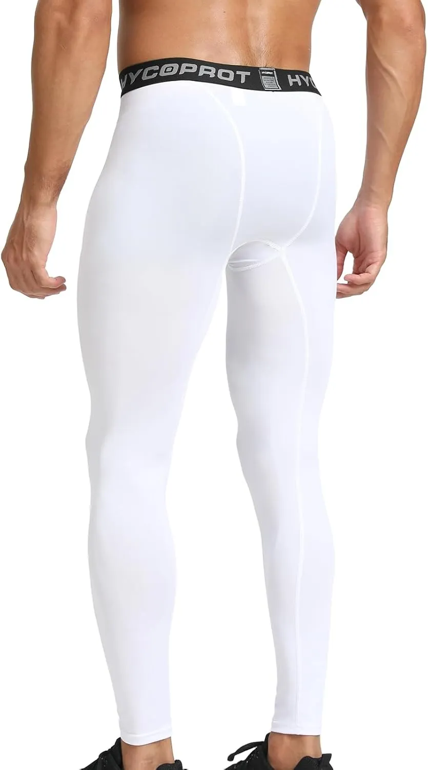 HYCOPROT Men's Compression Pants, Athletic Leggings Base Layer Cool Dry Workout Tights for Running Yoga Gym Basketball
