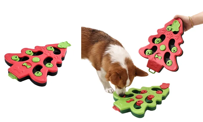 Interactive Christmas Tree-Shaped Foraging Plate