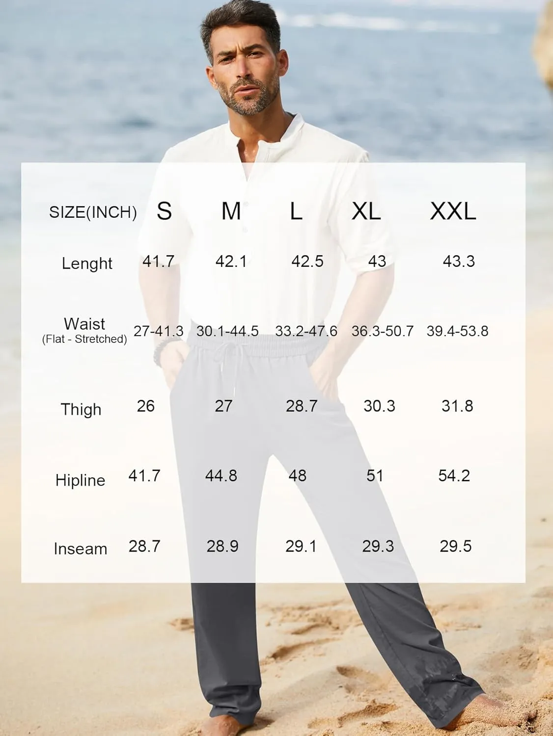 iWoo Linen Pants Men Casual 2025 Summer Beach Elastic Drawstring Waist Yoga Pants Travel Baggy Work Pant Pajama