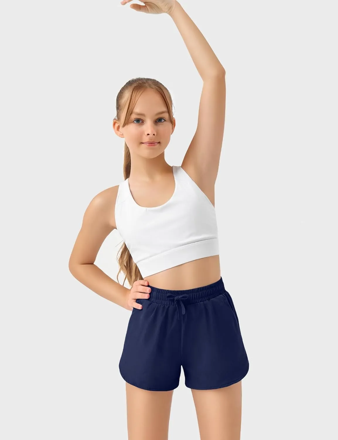 JOCMIC Girls Athletic Shorts with Liner 2 in 1 High Waist Running Short for Basketball Volleyball Tennis