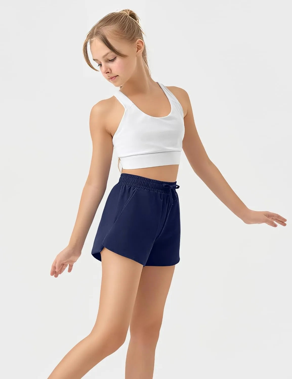 JOCMIC Girls Athletic Shorts with Liner 2 in 1 High Waist Running Short for Basketball Volleyball Tennis