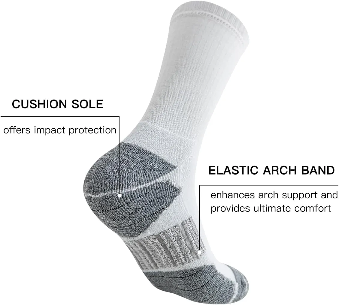 JOYNE 8 Pairs Mens Athletic Crew Socks Cushion Running Work Breathable Outdoor Socks for Men,Sock Size:10-13