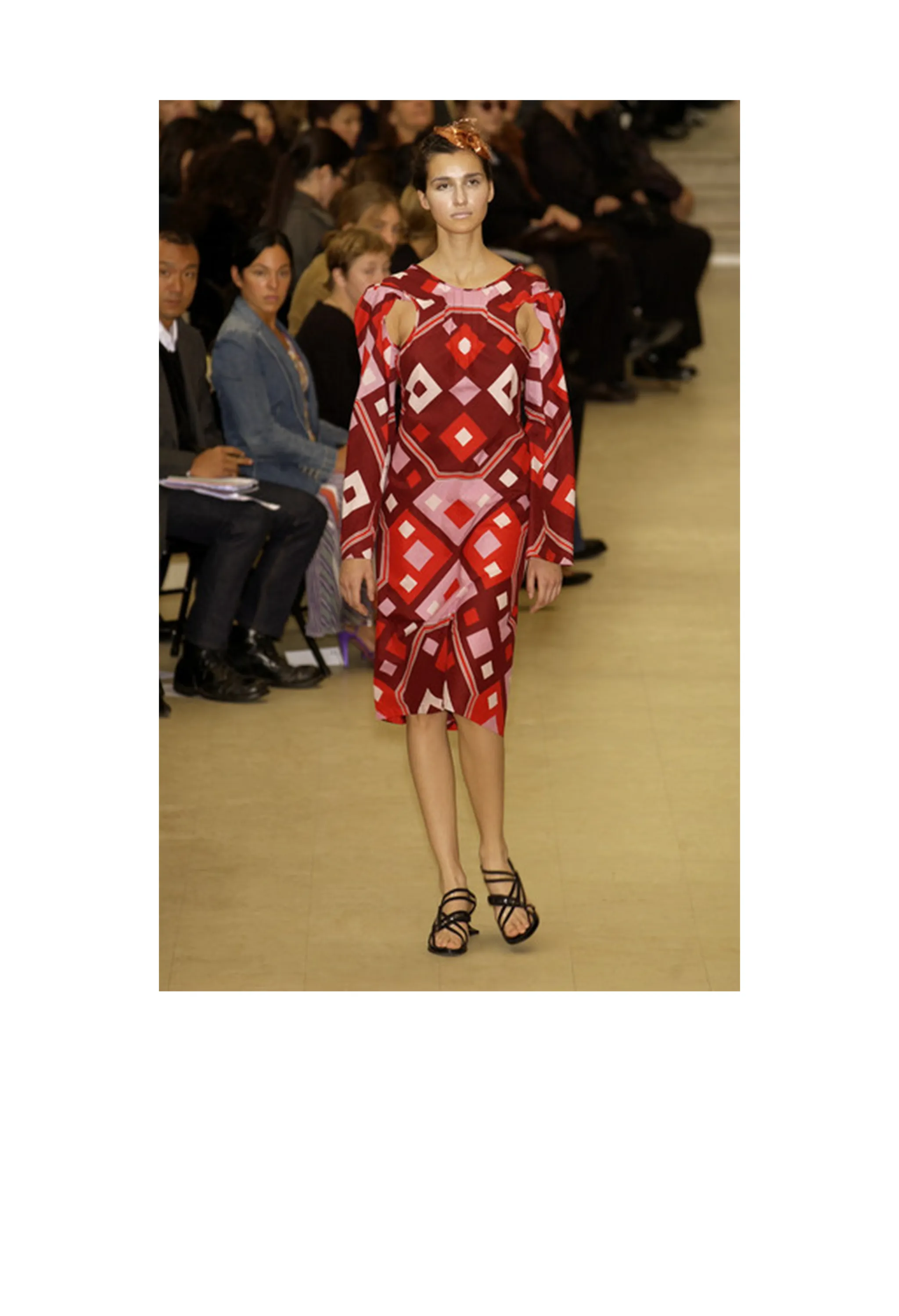 JUNYA WATANABE ART DECO PRINT DRESS WITH CUTOUTS 2003
