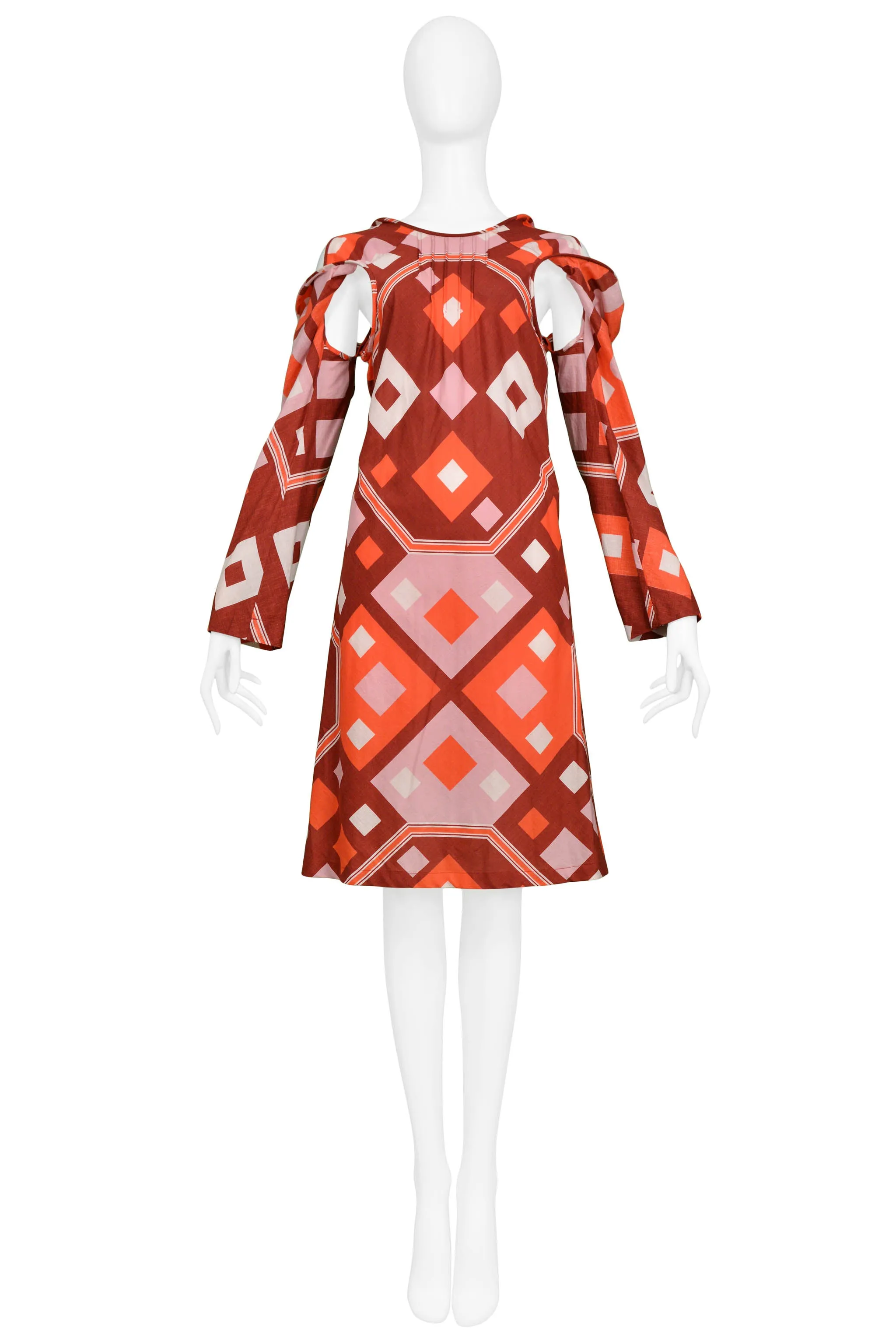 JUNYA WATANABE ART DECO PRINT DRESS WITH CUTOUTS 2003