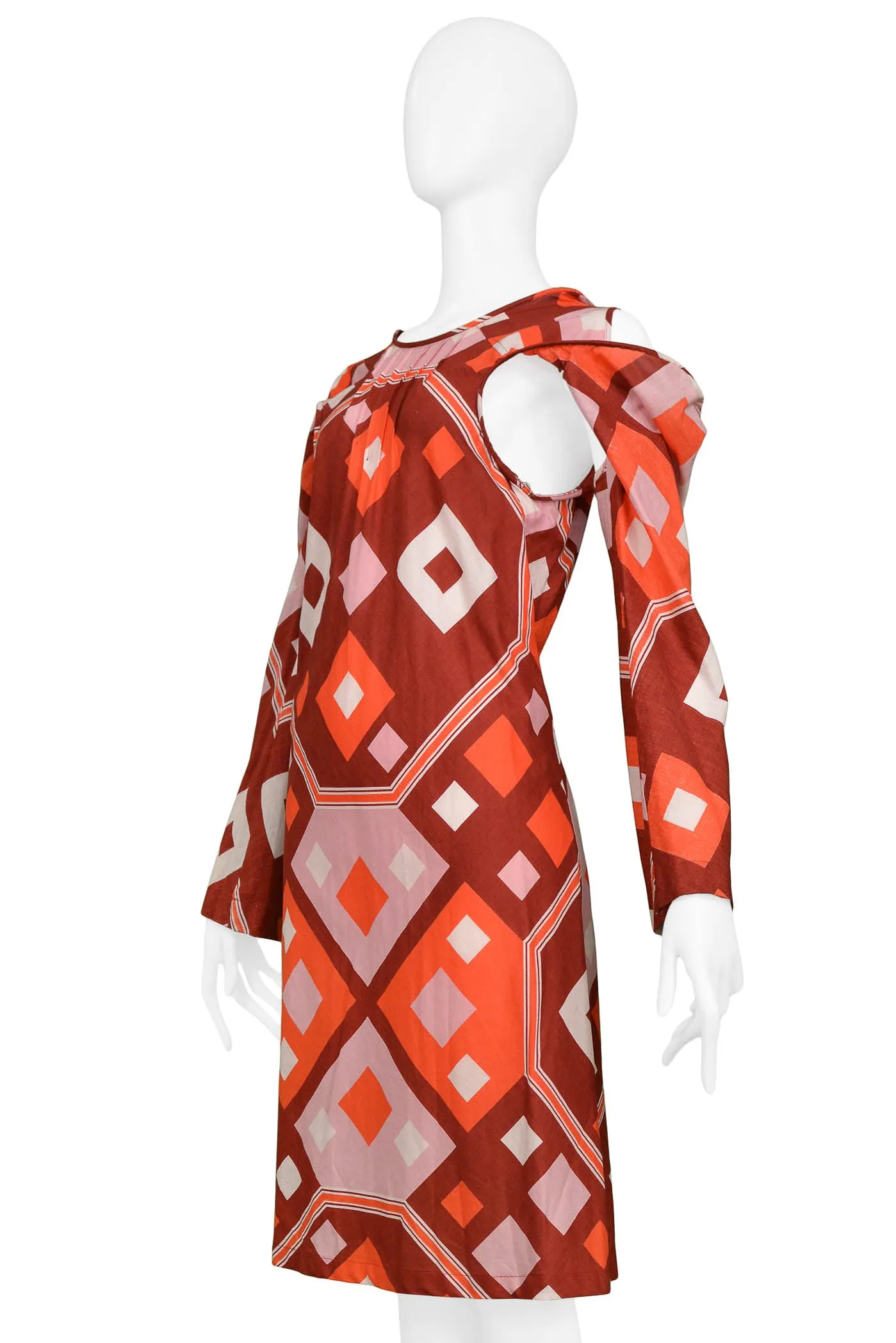 JUNYA WATANABE ART DECO PRINT DRESS WITH CUTOUTS 2003