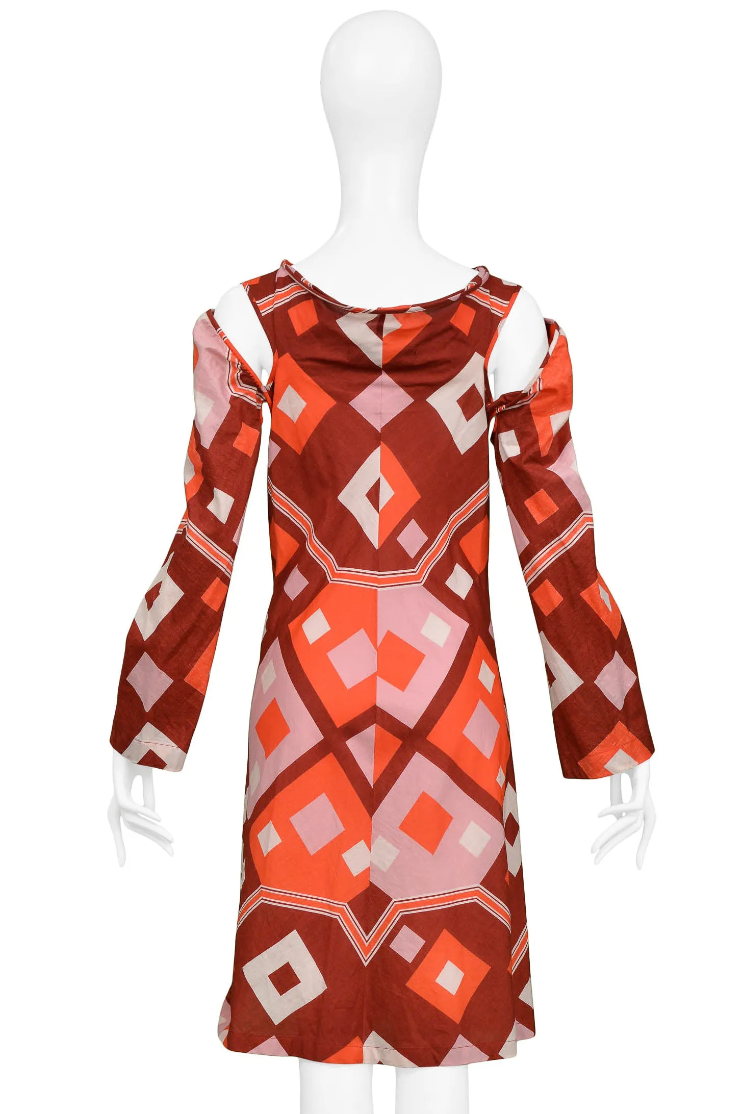 JUNYA WATANABE ART DECO PRINT DRESS WITH CUTOUTS 2003
