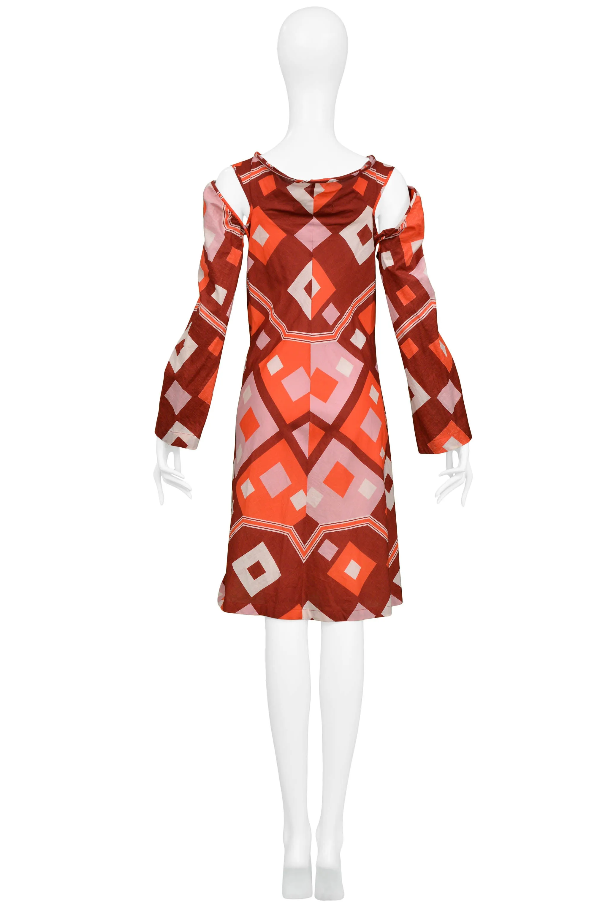 JUNYA WATANABE ART DECO PRINT DRESS WITH CUTOUTS 2003