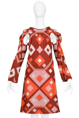 JUNYA WATANABE ART DECO PRINT DRESS WITH CUTOUTS 2003