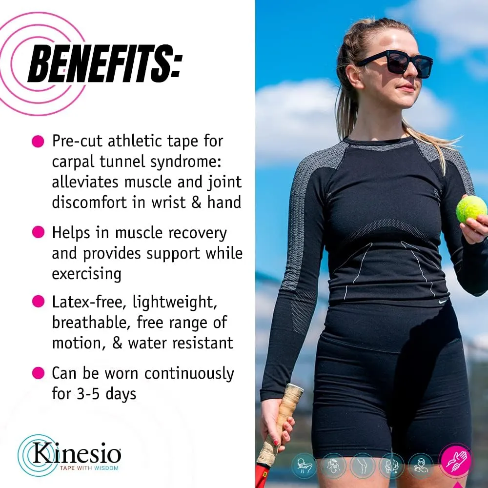 Kinesio Tape - Pre-Cut Wrist Support - Optimized Athletic Tape Strips