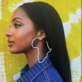 Large Loop African Map Gold Plated Earring - IDIRA