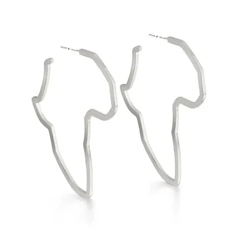Large Loop African Map Gold Plated Earring - IDIRA