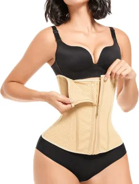 Latex Waist Trainer for Women, Waist Cincher Corset Zipper Tummy Control Shapewear Breathable Waist Cincher for Women