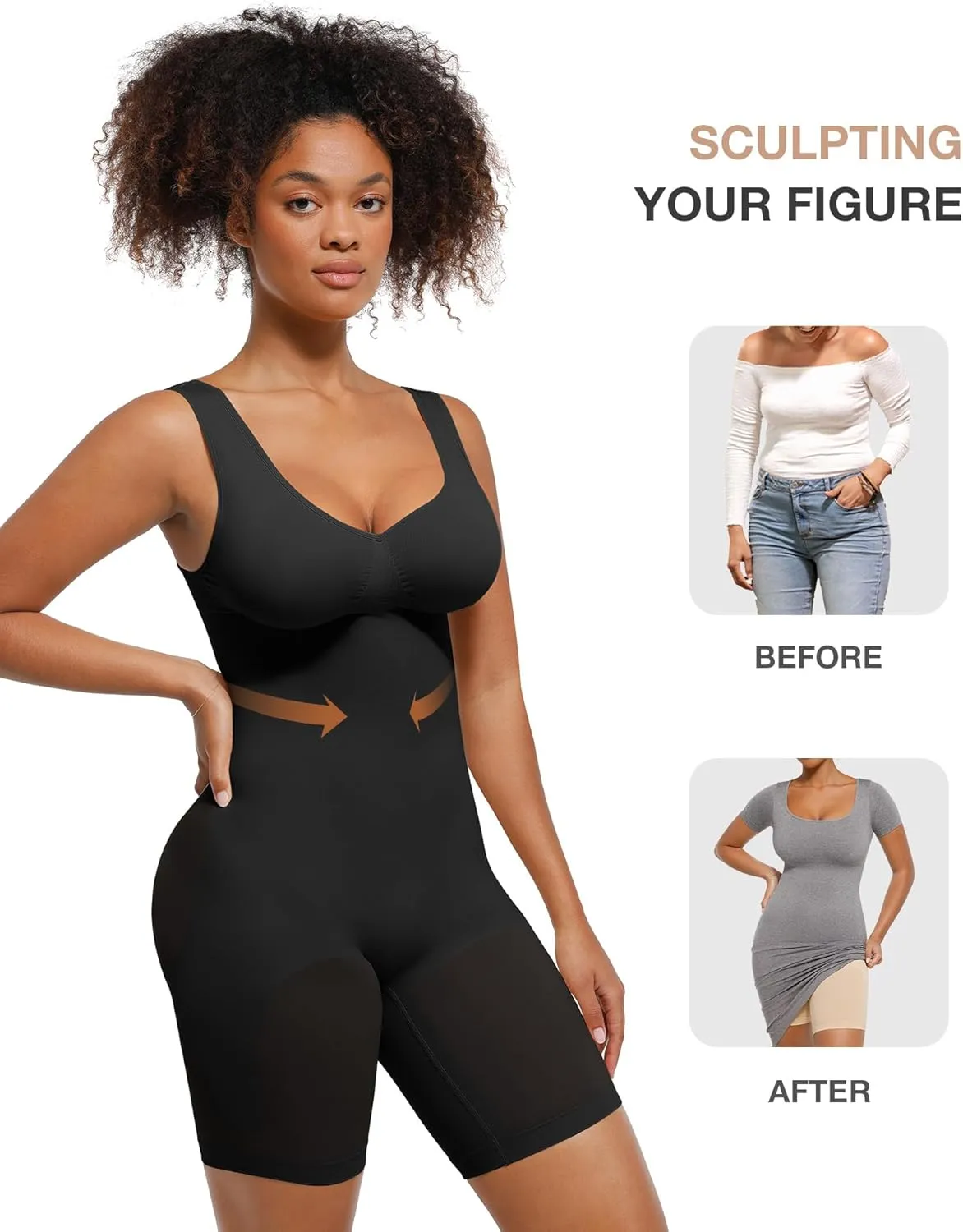 Lover-Beauty Women's Shapewear Bodysuit Tummy Control Seamless Butt Lifter Full Body Shaper Sculpting Body Suits