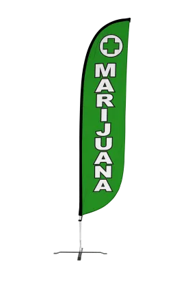 Marijuana Feather Flag Green