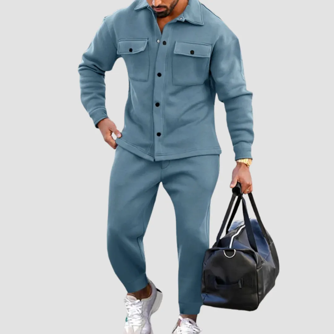 Men's Color Matching Tracksuit Set - Straight Fit for Casual & Daily Wear