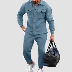 Men's Color Matching Tracksuit Set - Straight Fit for Casual & Daily Wear