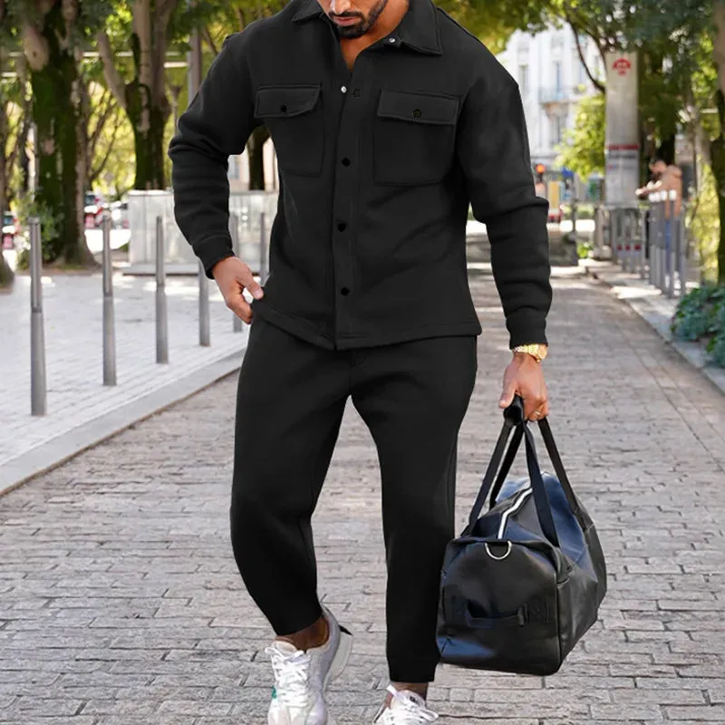 Men's Color Matching Tracksuit Set - Straight Fit for Casual & Daily Wear