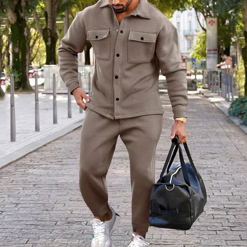 Men's Color Matching Tracksuit Set - Straight Fit for Casual & Daily Wear