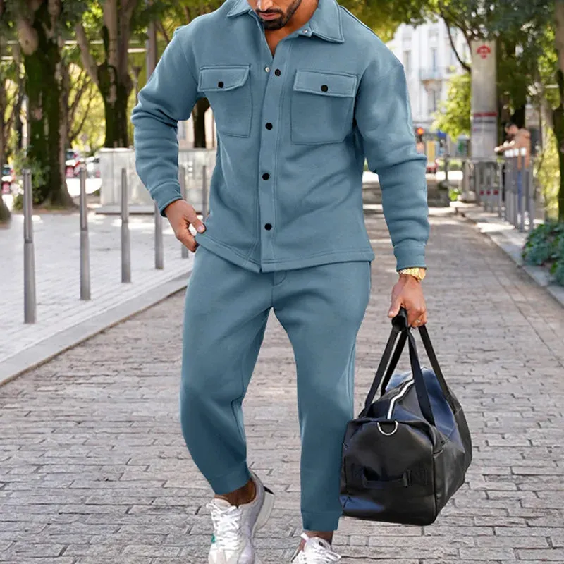 Men's Color Matching Tracksuit Set - Straight Fit for Casual & Daily Wear