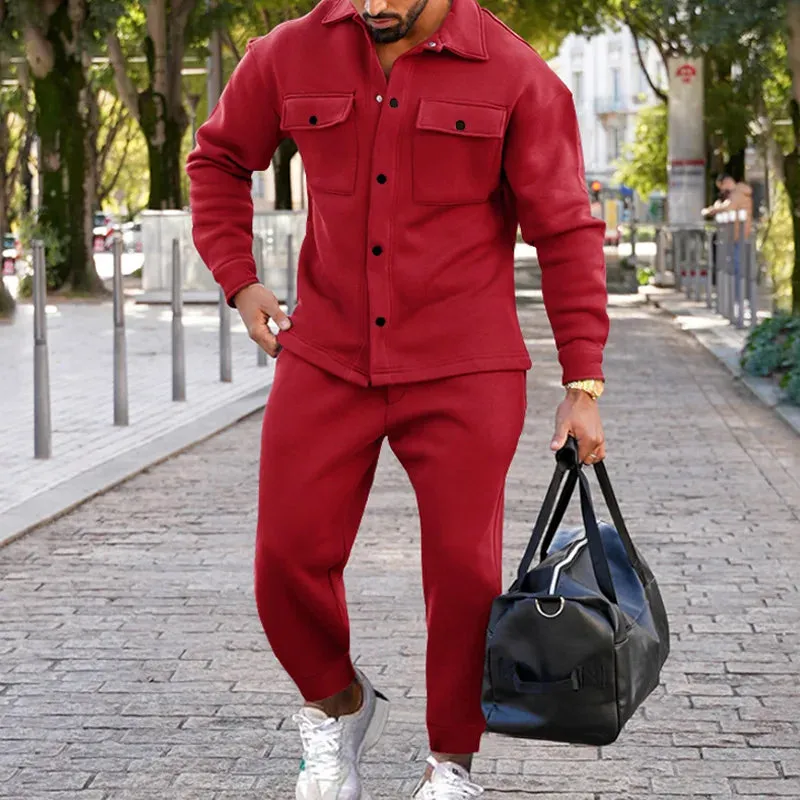 Men's Color Matching Tracksuit Set - Straight Fit for Casual & Daily Wear