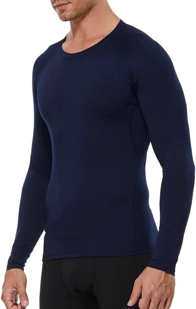 Men's Compression Shirts Long Sleeve Athletic Workout Gym Shirt Sports Base Layer Basketball Gym Undershirts