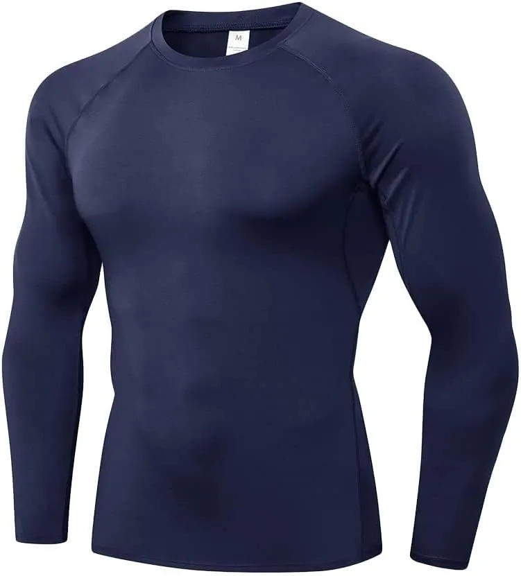 Men's Compression Shirts Long Sleeve Athletic Workout Gym Shirt Sports Base Layer Basketball Gym Undershirts