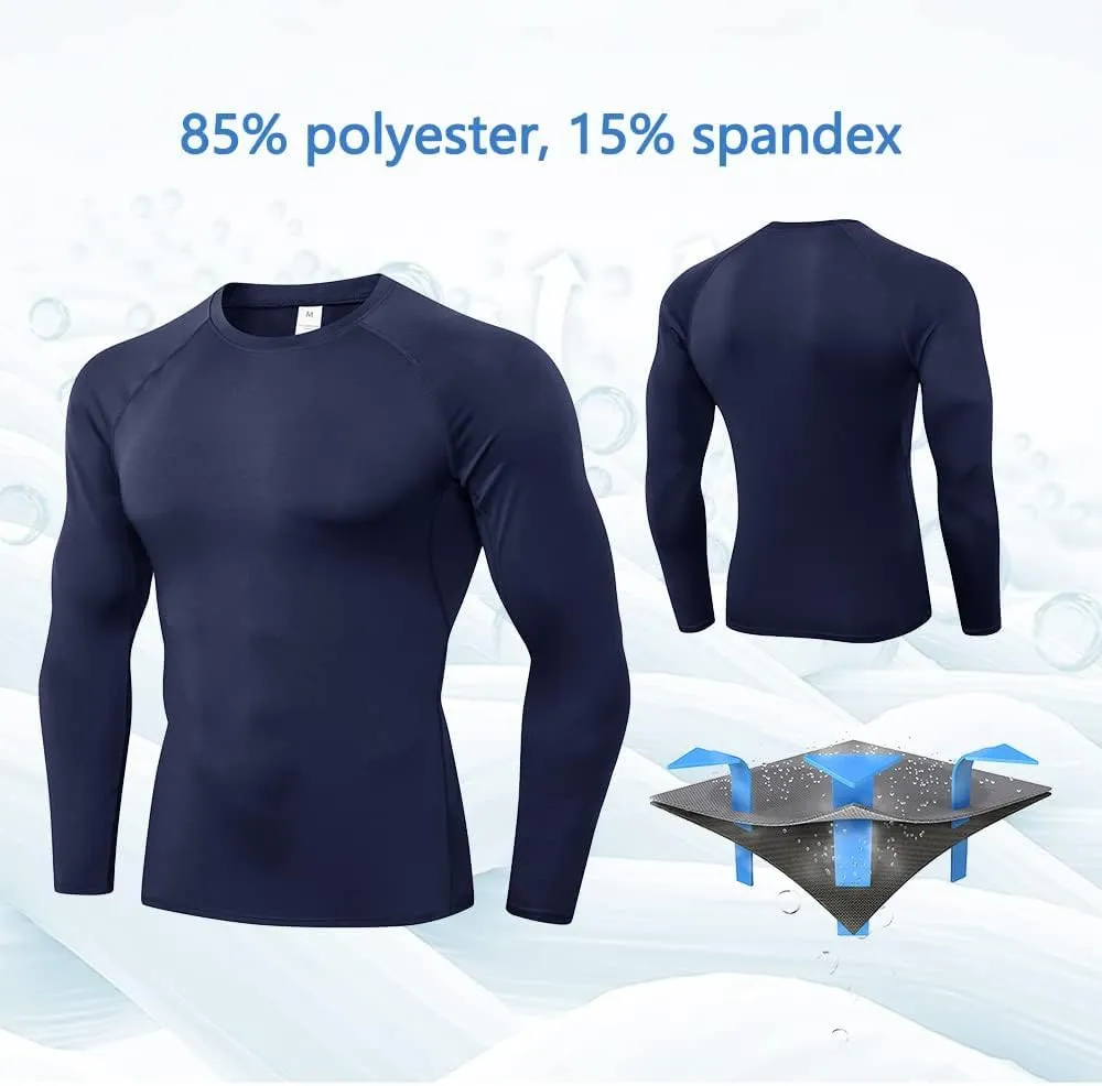 Men's Compression Shirts Long Sleeve Athletic Workout Gym Shirt Sports Base Layer Basketball Gym Undershirts