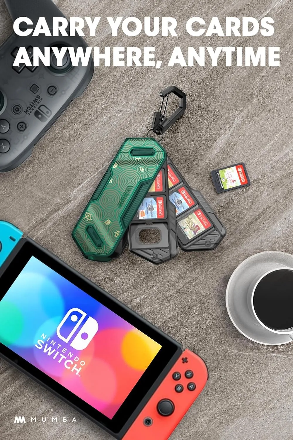 Mumba 12 Switch Game Card Case Holder for Nintendo Switch Game Cards, Portable and Exquisite Protective Hard Shell with 4 Layer Rotatable Holder for Nintendo Switch or OLED or Lite Games (Viridian)
