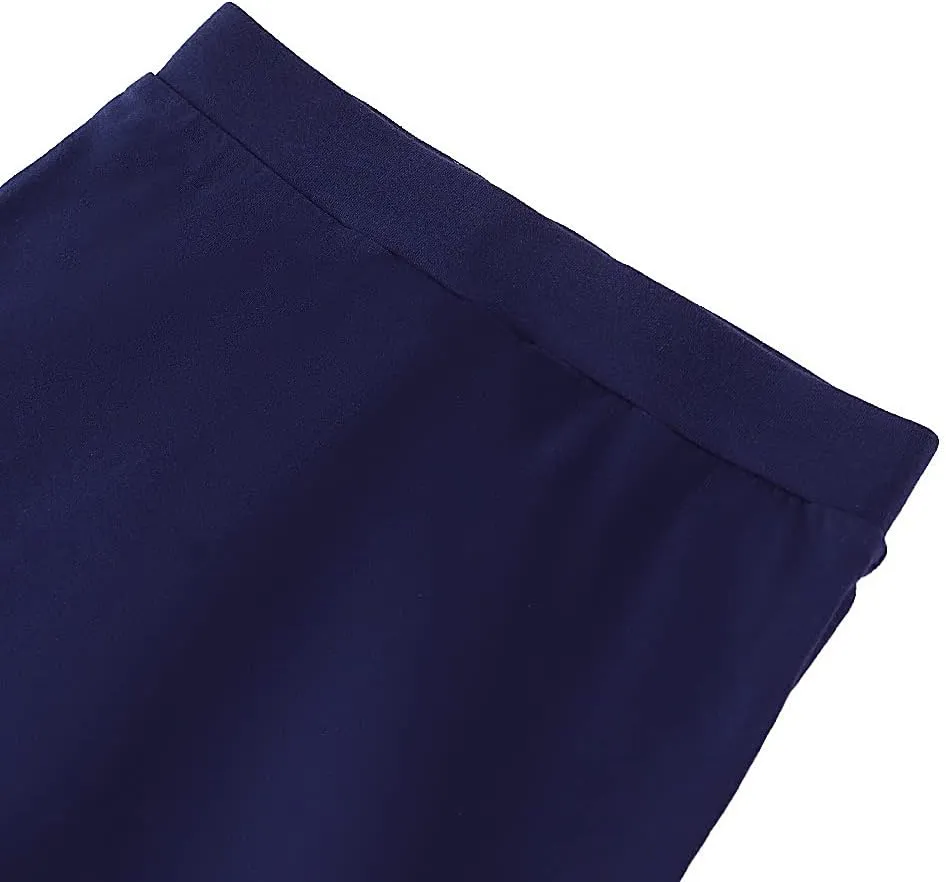 Noomelfish Girls 2 Pack Knee Length Pencil Skirts Plain Stretch Cotton Modest Skirt (5-14 Years)