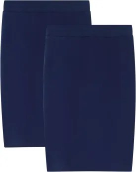 Noomelfish Girls 2 Pack Knee Length Pencil Skirts Plain Stretch Cotton Modest Skirt (5-14 Years)